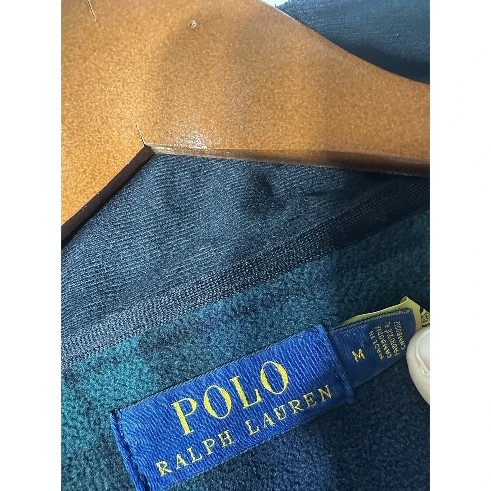 Polo Ralph Lauren Softshell Jacket Black Fleece Plaid Lining Mens Medium Mock